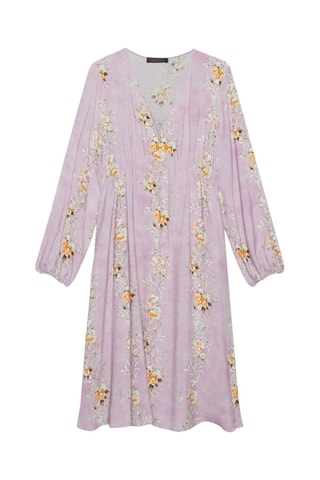 Vestido evasé de flores - Blanco, amarillo y violeta