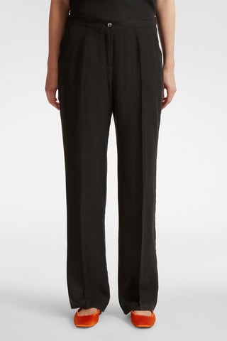 Pantalón relaxed de lino de tiro alto - Negro