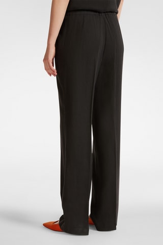 Pantalón relaxed de lino de tiro alto - Negro