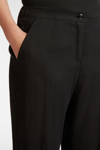 Pantalón relaxed de lino de tiro alto - Negro