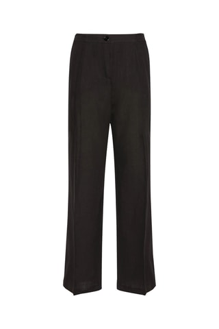 Pantalón relaxed de lino de tiro alto - Negro