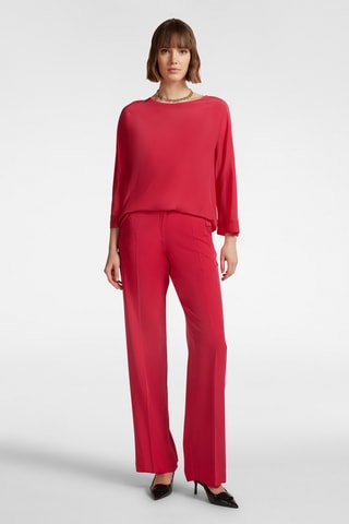 Pantalón recto de tiro alto - Rojo