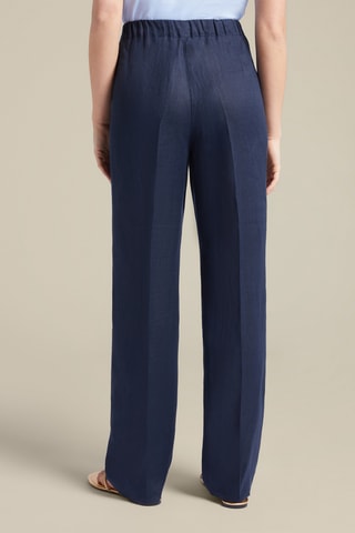 Pantalón de tiro alto de lino - Azul