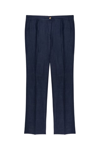 Pantalón de tiro alto de lino - Azul