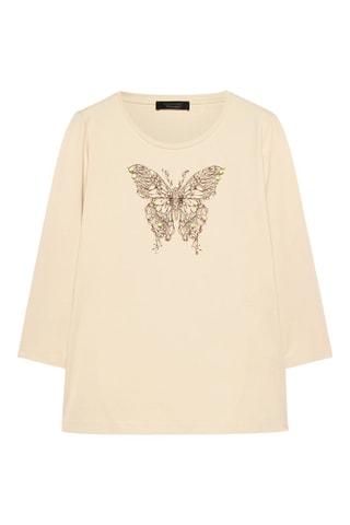Camiseta - Negro, beige y verde