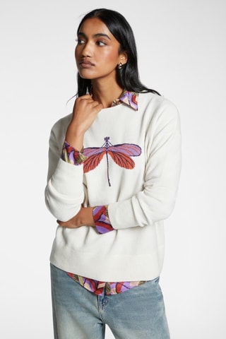 Jersey de lana y pelo de yak - Blanco, marrón y violeta