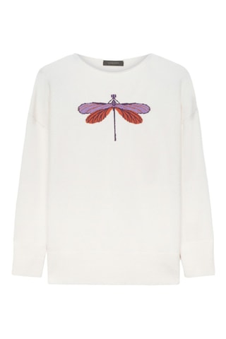 Jersey de lana y pelo de yak - Blanco, marrón y violeta