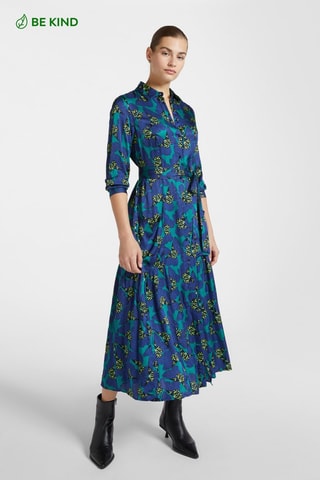 Vestido camisero - Azul y amarillo