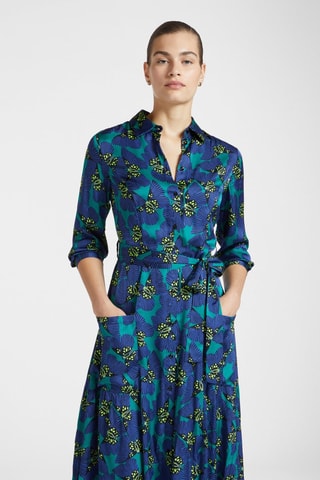 Vestido camisero - Azul y amarillo