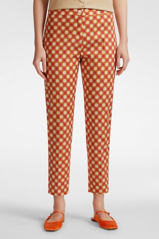 Pantalón recto 7/8 de tiro alto - Beige