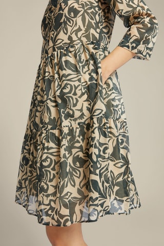 Vestido evasé de algodón orgánico - Multicolor