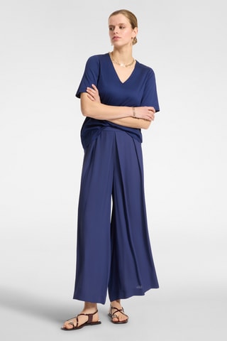 Pantalón wide leg de tiro alto - Azul