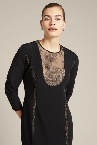 Vestido de tubo - Negro y beige