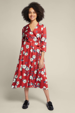 Vestido midi - Blanco y rojo
