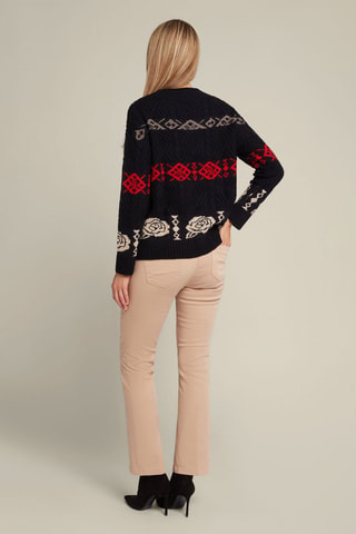 Jersey de lana y cachemir - Blanco, negro, rojo y gris