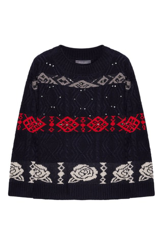 Jersey de lana y cachemir - Blanco, negro, rojo y gris