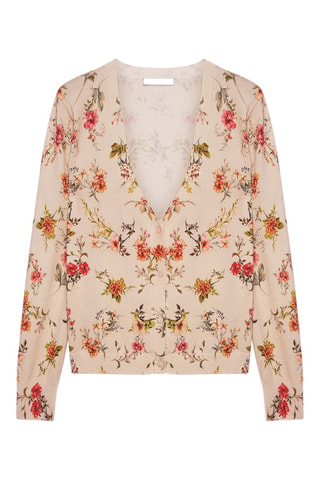 Cárdigan - Beige, rojo y verde