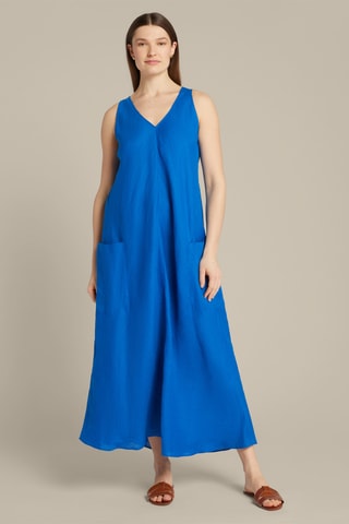 Vestido largo de lino - Azul