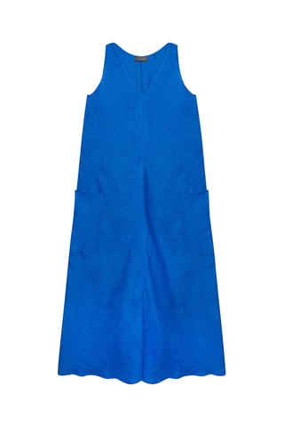 Vestido largo de lino - Azul