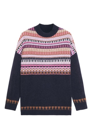 Jersey de lana y pelo de yak - Azul, naranja y rosa