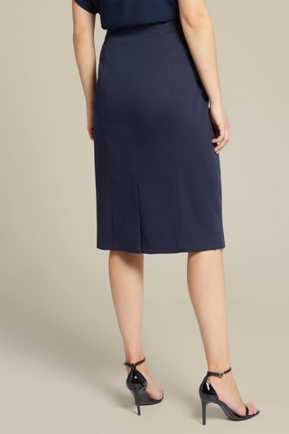 Falda recta de talle alto - Azul