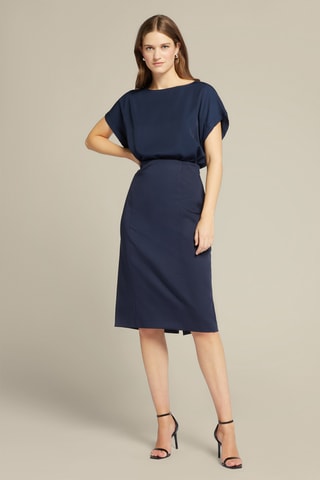 Falda recta de talle alto - Azul
