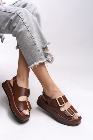 Platform Sandalen - Beige en bruin