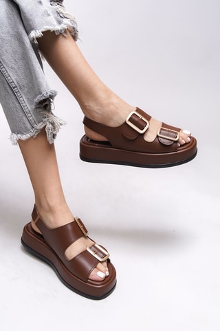Platform Sandalen - Beige en bruin