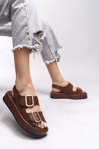 Platform Sandalen - Beige en bruin