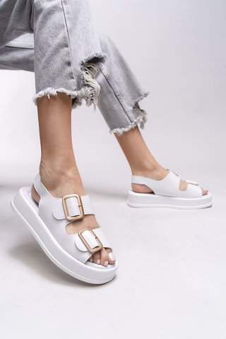 Platform Sandalen - Wit en nude