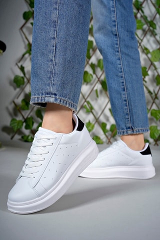 Baskets plateformes - Blanc, noir et nude