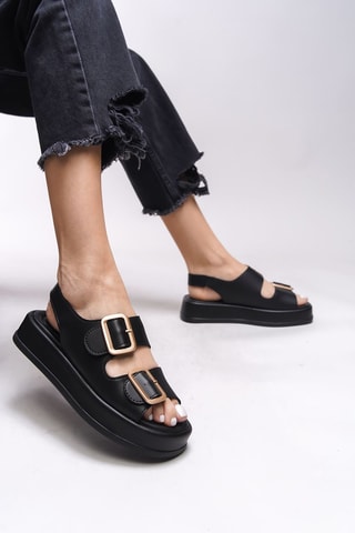 Platform Sandalen - Beige en zwart