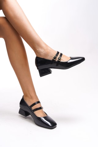 Babies à talons vernies - Noir