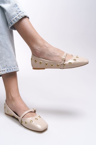 Babies vernies - Beige et doré
