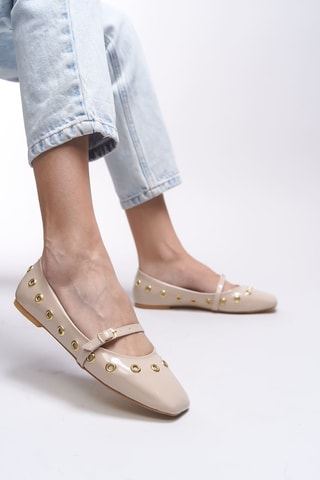 Babies vernies - Beige et doré