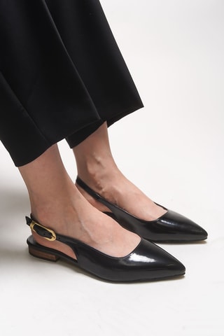 Ballerines à talons vernies - Noir