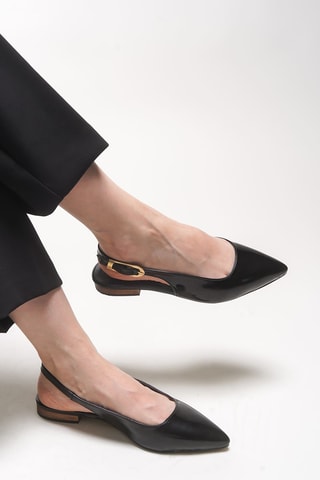 Ballerines à talons vernies - Noir