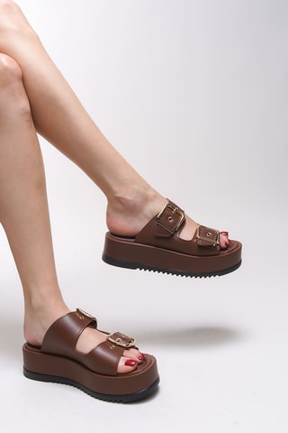 Platform Muiltjes - Beige en bruin