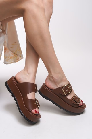Platform Muiltjes - Beige en bruin