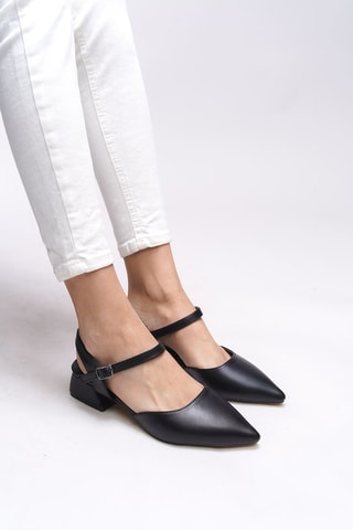 Babies à talons - Noir et beige