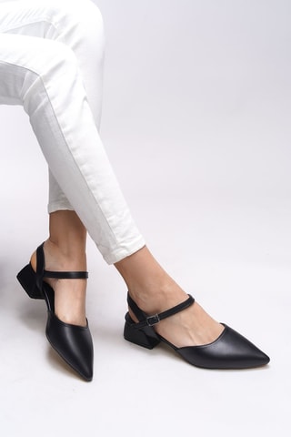 Babies à talons - Noir et beige