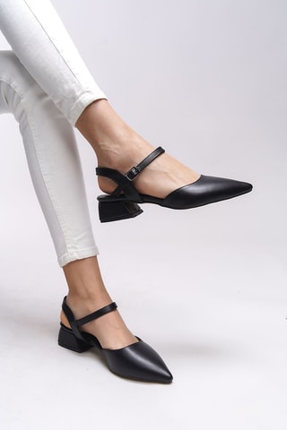 Babies à talons - Noir et beige