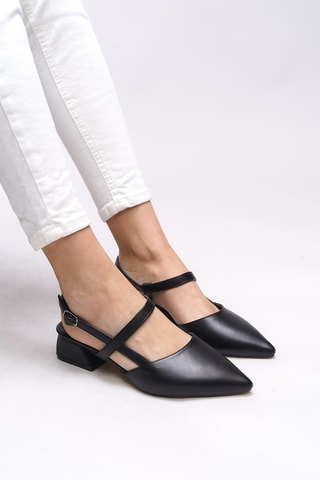 Babies à talons - Noir et beige
