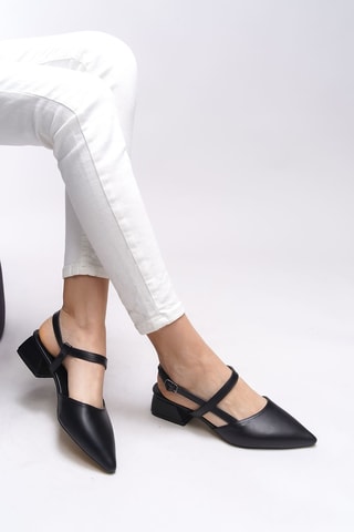 Babies à talons - Noir et beige
