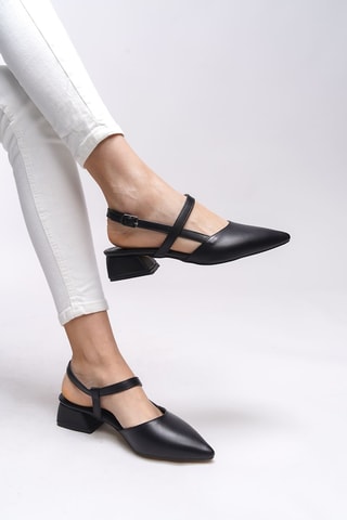 Babies à talons - Noir et beige