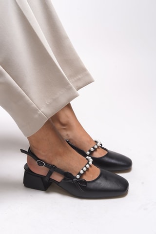 Babies à talons - Noir et beige