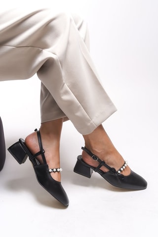 Babies à talons - Noir et beige
