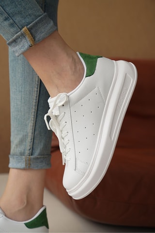 Baskets - Blanc, vert et nude