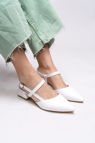 Babies à talons - Blanc et nude