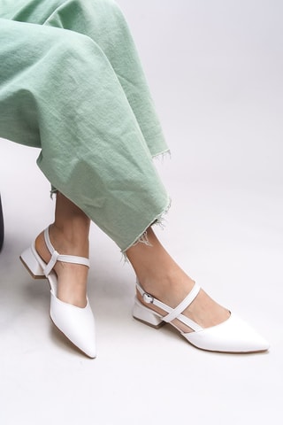 Babies à talons - Blanc et nude